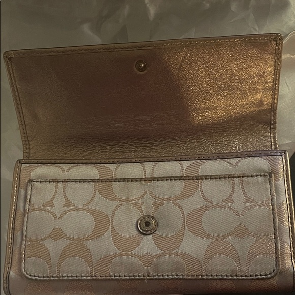 Coach Vintage  Metallic & Tan Wallet 6”W x 4”H - Picture 7 of 8